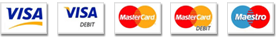TEAL accept VISA, VISA Debit, MasterCard, MasterCard Debit and Maestro cards